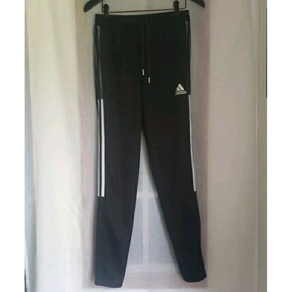 Adidas Women's Size S Pants Black White Side Stripe Ankle Zip Warm Up - Picture 1 of 13